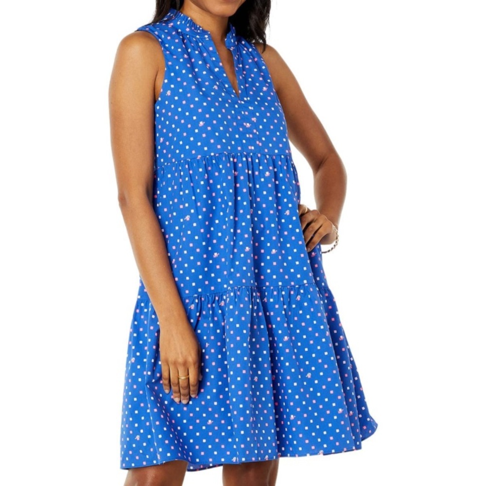 Lilly Pulitzer Novella Dress Baby Doll Borealis Blue Pink Lilly Squared Size XS